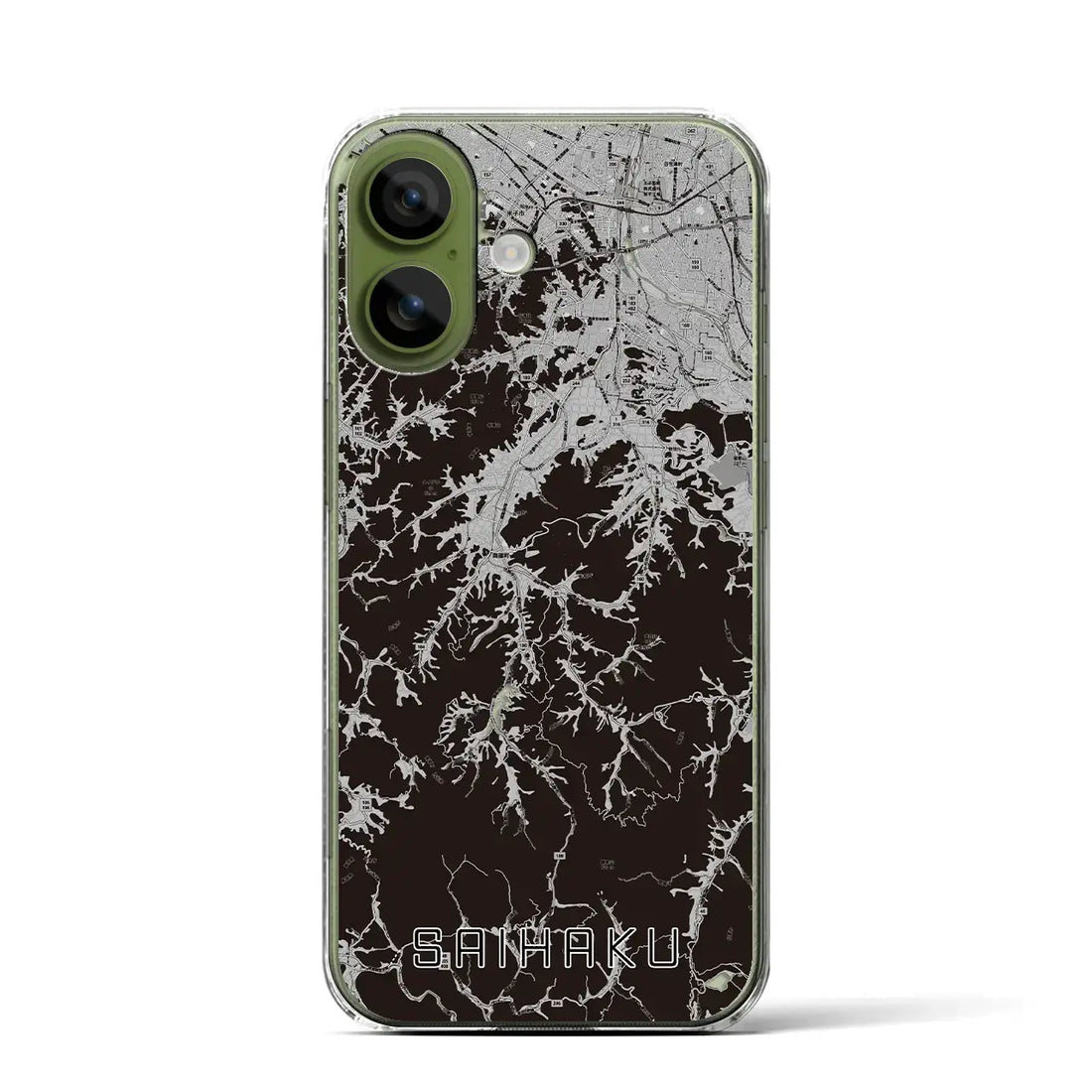 【西伯（鳥取県）】地図柄iPhoneケース（クリアタイプ）モノトーン・iPhone 17 Pro Max 用