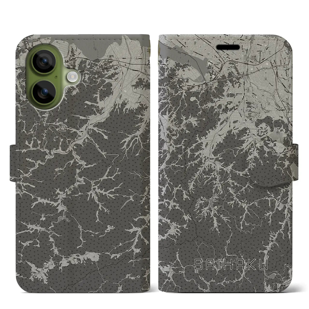 【西伯（鳥取県）】地図柄iPhoneケース（手帳タイプ）