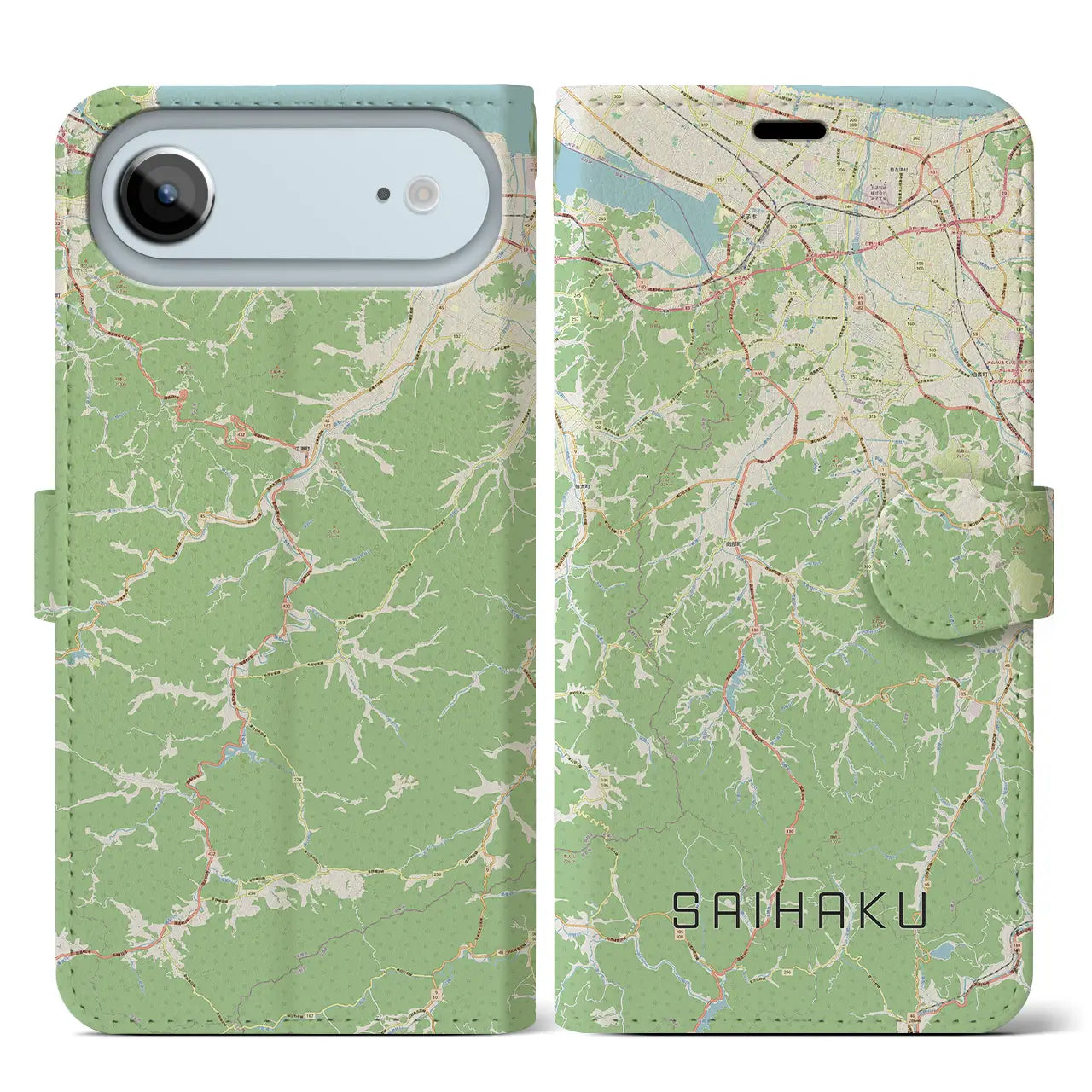 【西伯（鳥取県）】地図柄iPhoneケース（手帳タイプ）