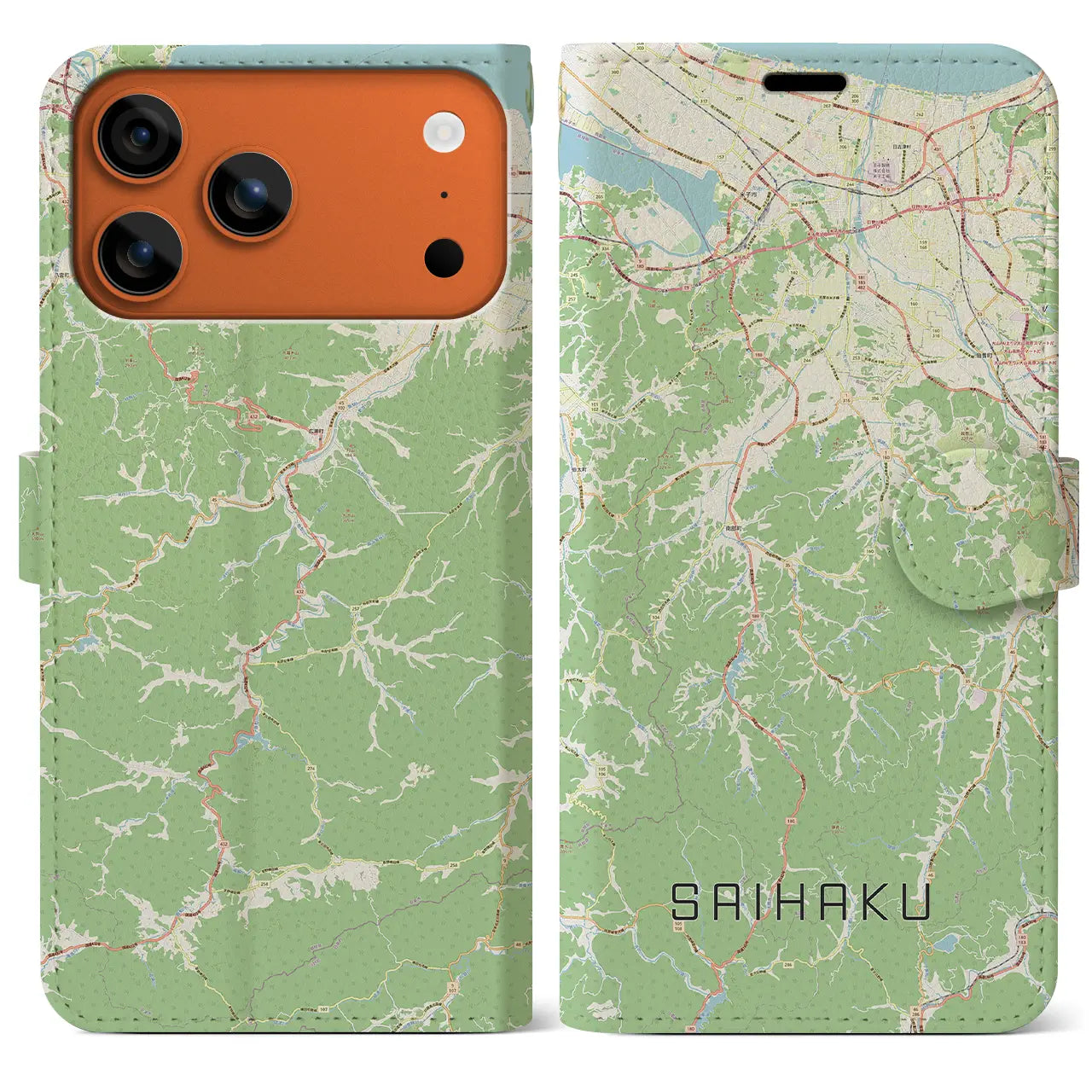 【西伯（鳥取県）】地図柄iPhoneケース（手帳タイプ）