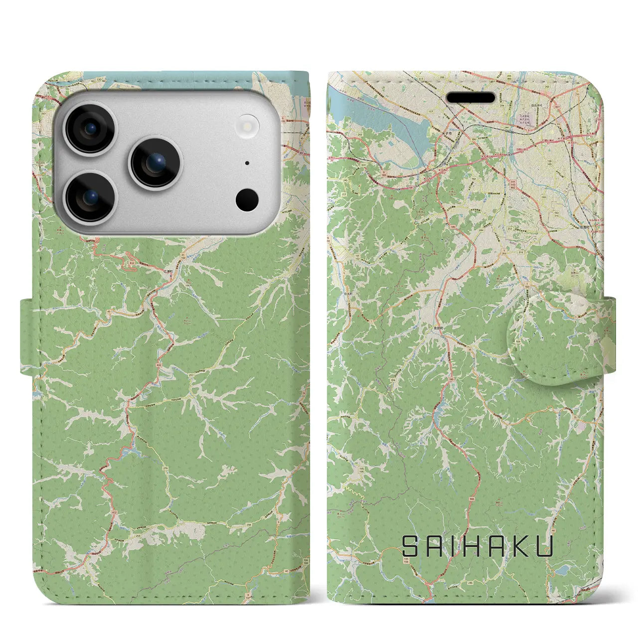 【西伯（鳥取県）】地図柄iPhoneケース（手帳タイプ）