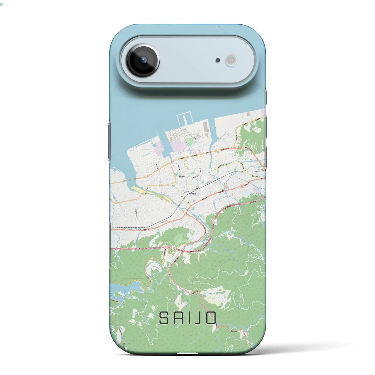 【西条（愛媛県）】地図柄iPhoneケース（バックカバータイプ）