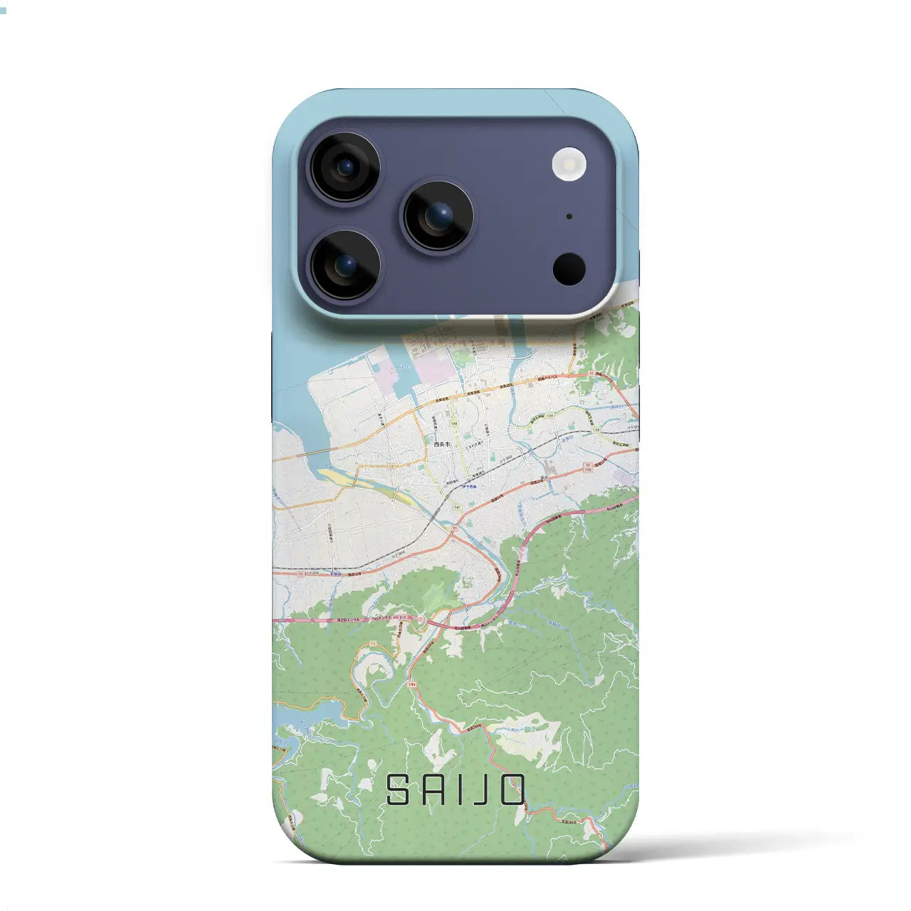 【西条（愛媛県）】地図柄iPhoneケース（バックカバータイプ）