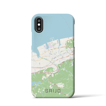 【西条（愛媛県）】地図柄iPhoneケース（バックカバータイプ）