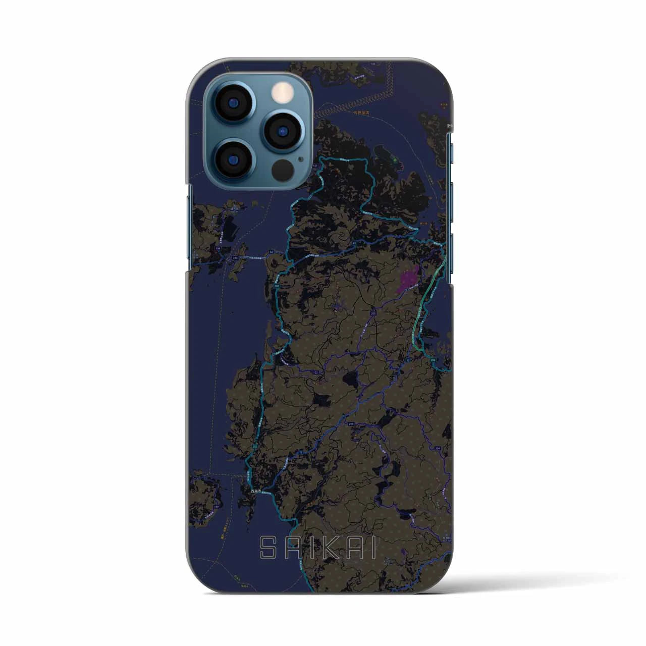 【西海（長崎県）】地図柄iPhoneケース（バックカバータイプ）