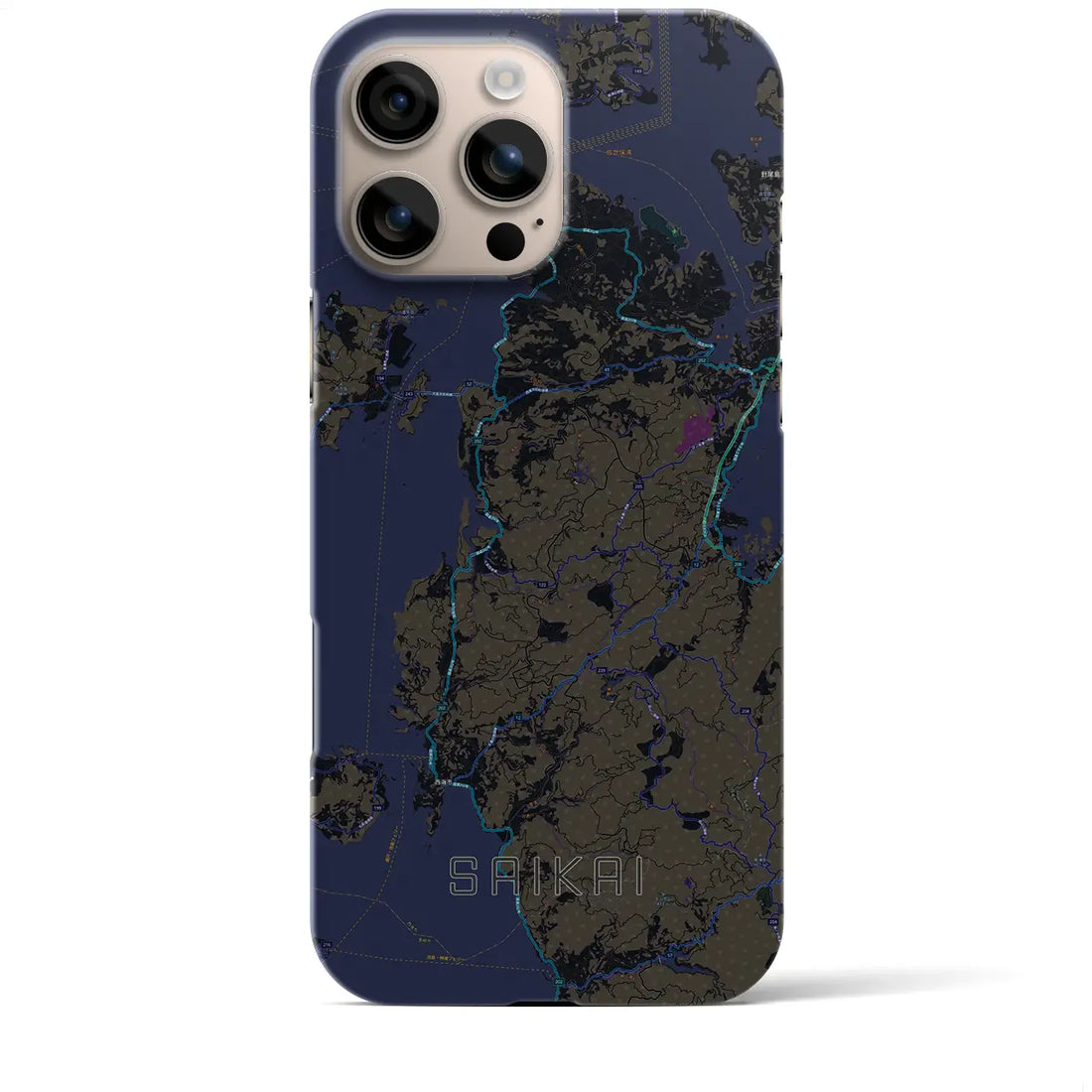 【西海（長崎県）】地図柄iPhoneケース（バックカバータイプ）