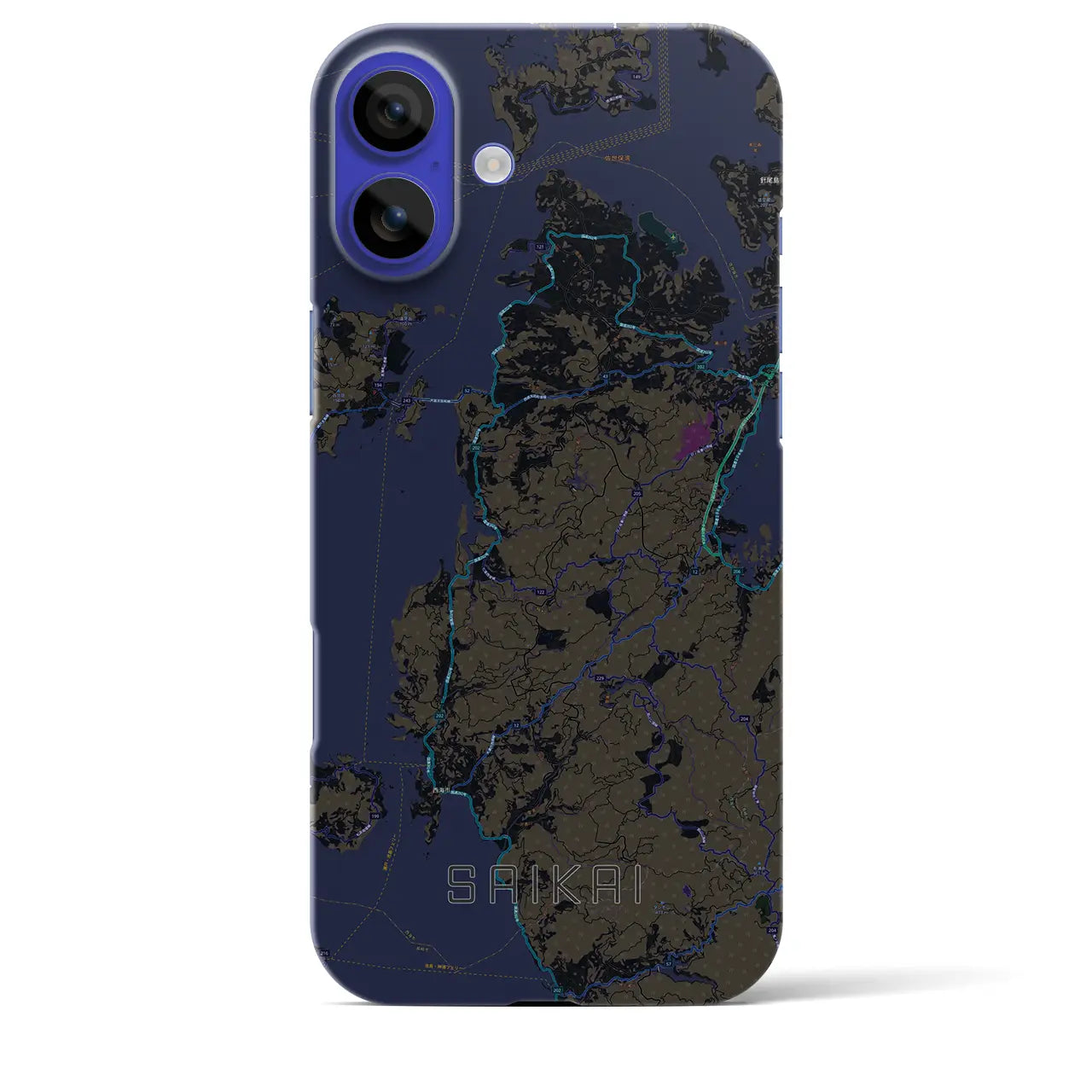 【西海（長崎県）】地図柄iPhoneケース（バックカバータイプ）