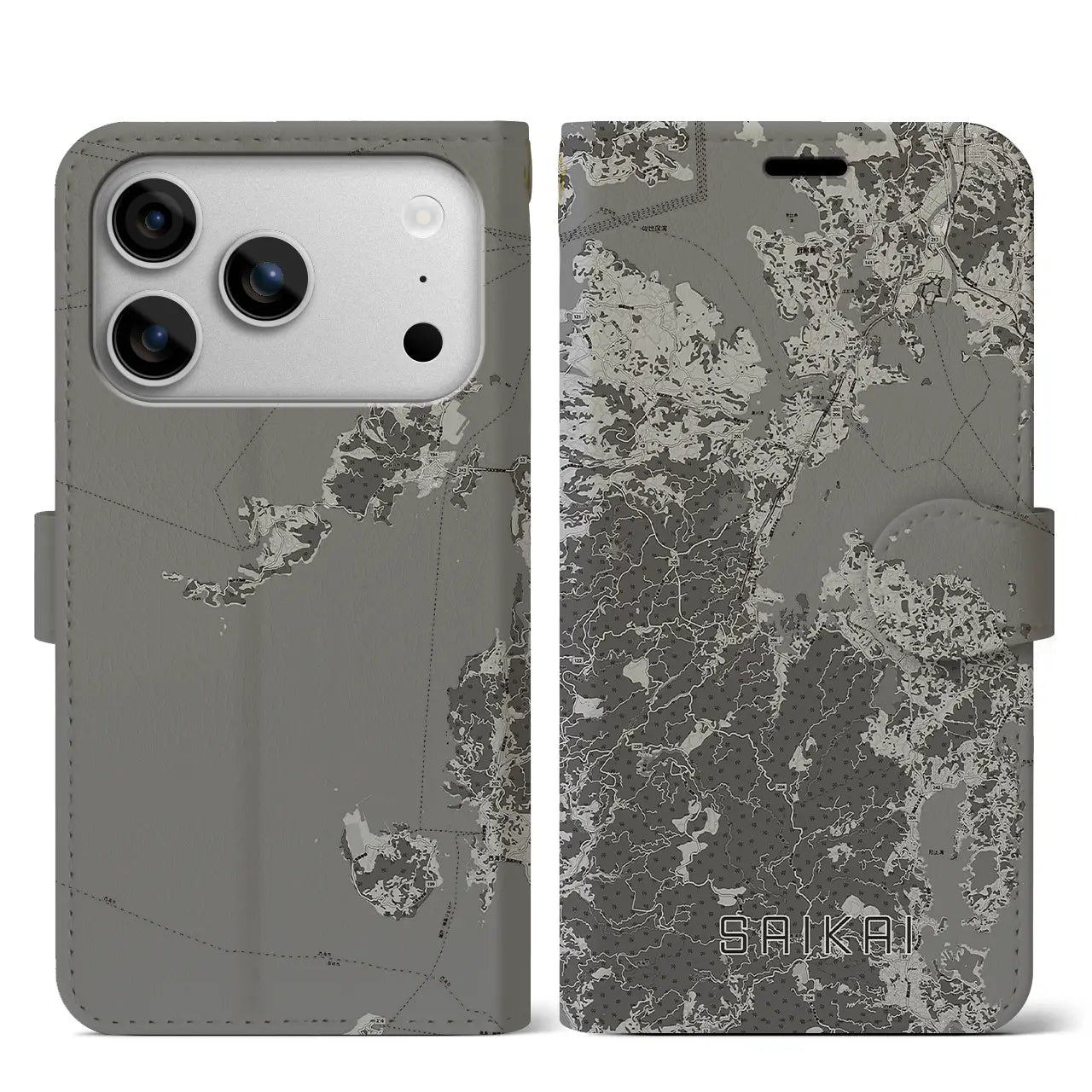 【西海（長崎県）】地図柄iPhoneケース（手帳タイプ）