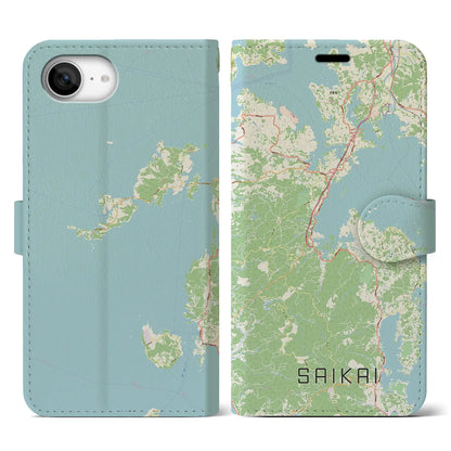 【西海（長崎県）】地図柄iPhoneケース（手帳タイプ）