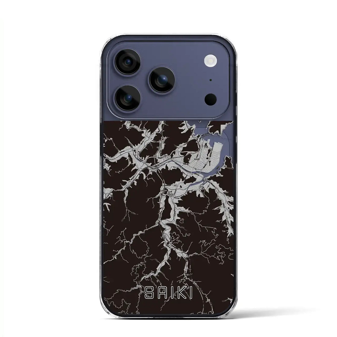 【佐伯(大分県)】地図柄iPhoneケース(クリアタイプ)モノトーン・iPhone 17 Pro Max 用