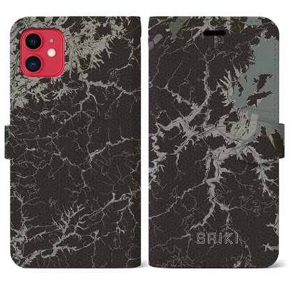 【佐伯（大分県）】地図柄iPhoneケース（手帳タイプ）モノトーン・iPhone 11 用