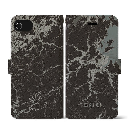 【佐伯（大分県）】地図柄iPhoneケース（手帳タイプ）モノトーン・iPhone SE（第3 / 第2世代） / 8 / 7 / 6s / 6 用