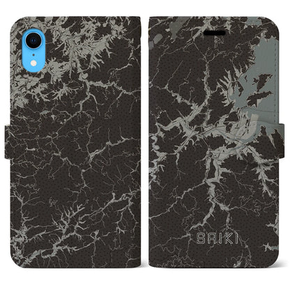 【佐伯（大分県）】地図柄iPhoneケース（手帳タイプ）モノトーン・iPhone XR 用