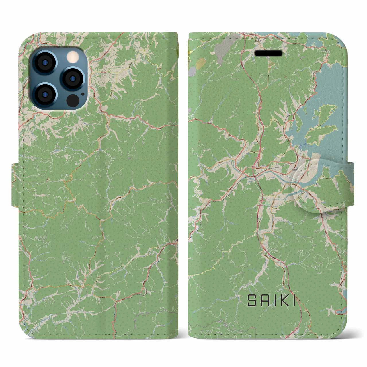 【佐伯（大分県）】地図柄iPhoneケース（手帳タイプ）