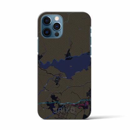 【西湖（山梨県）】地図柄iPhoneケース（バックカバータイプ）