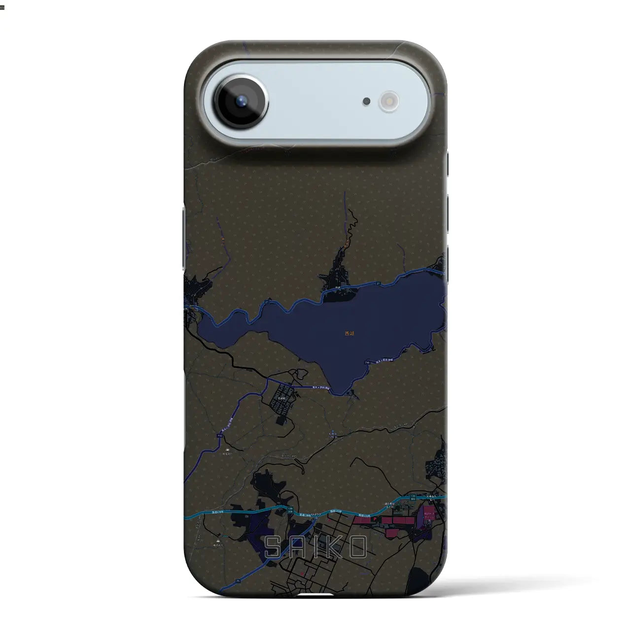 【西湖（山梨県）】地図柄iPhoneケース（バックカバータイプ）