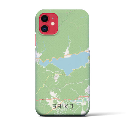 【西湖（山梨県）】地図柄iPhoneケース（バックカバータイプ）