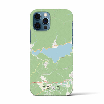 【西湖（山梨県）】地図柄iPhoneケース（バックカバータイプ）