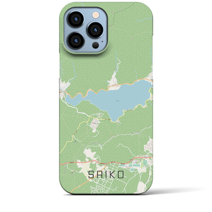 【西湖（山梨県）】地図柄iPhoneケース（バックカバータイプ）