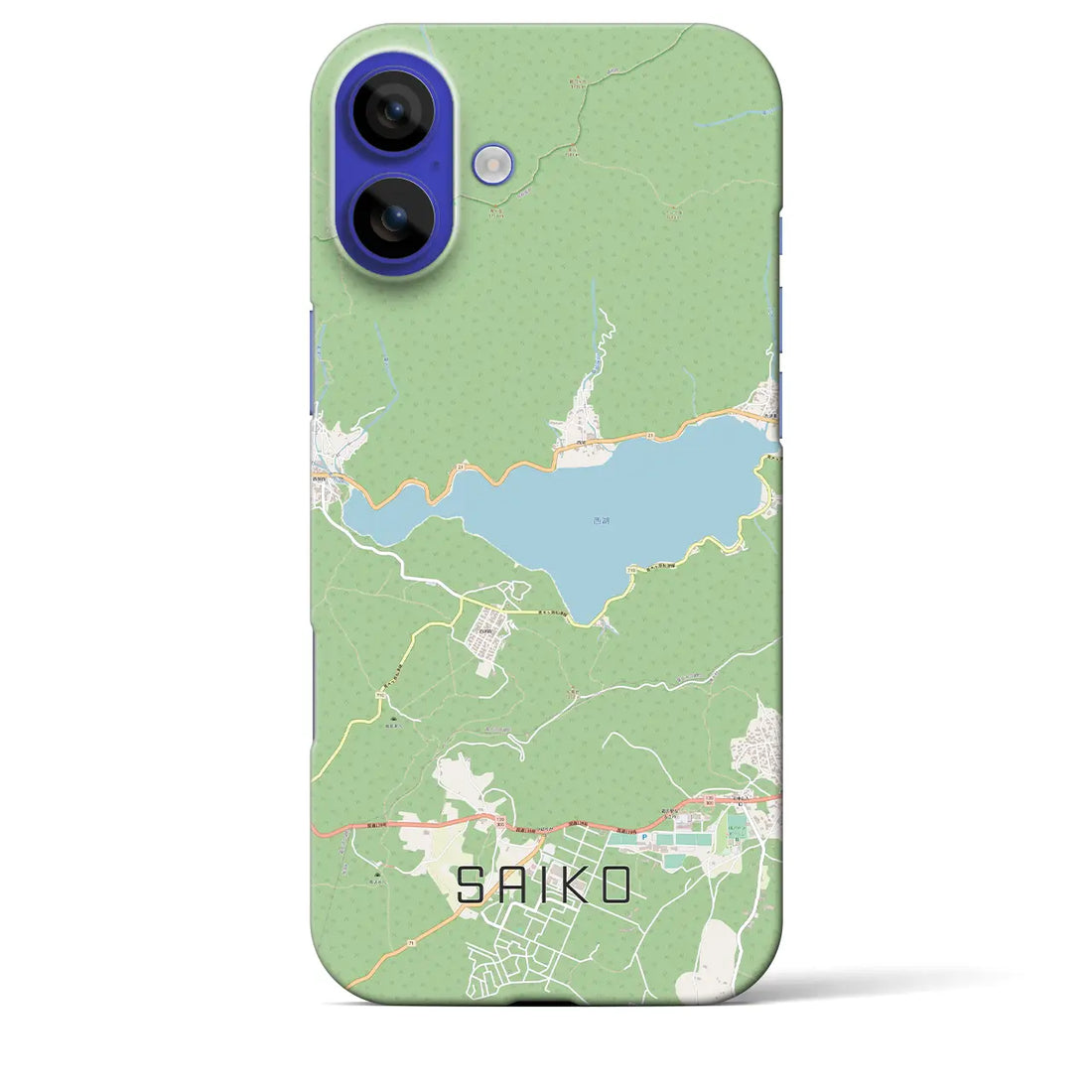 【西湖(山梨県)】地図柄iPhoneケース(バックカバータイプ)ナチュラル・iPhone 16 Pro Max 用