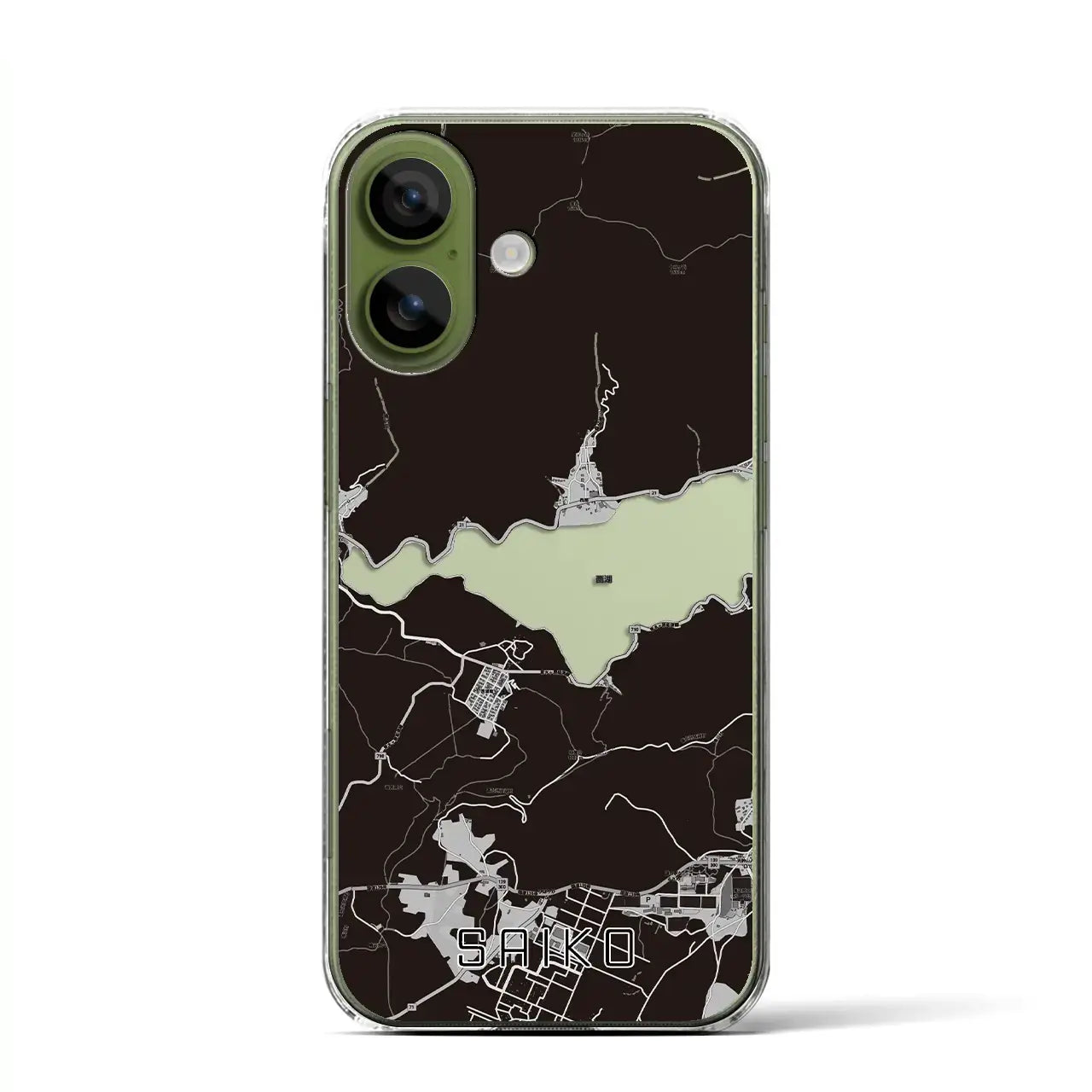 【西湖（山梨県）】地図柄iPhoneケース（クリアタイプ）