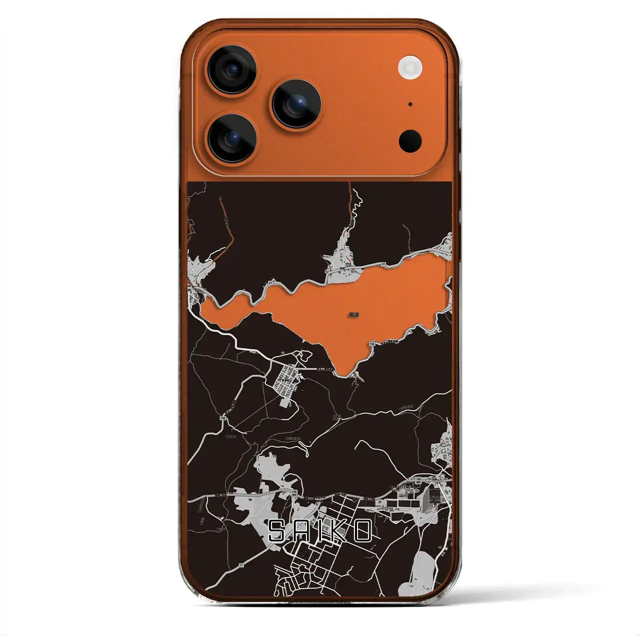 【西湖（山梨県）】地図柄iPhoneケース（クリアタイプ）モノトーン・iPhone 17 Pro Max 用