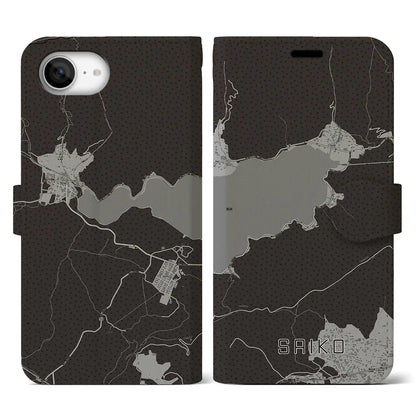 【西湖（山梨県）】地図柄iPhoneケース（手帳タイプ）