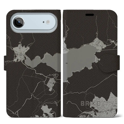 【西湖（山梨県）】地図柄iPhoneケース（手帳タイプ）