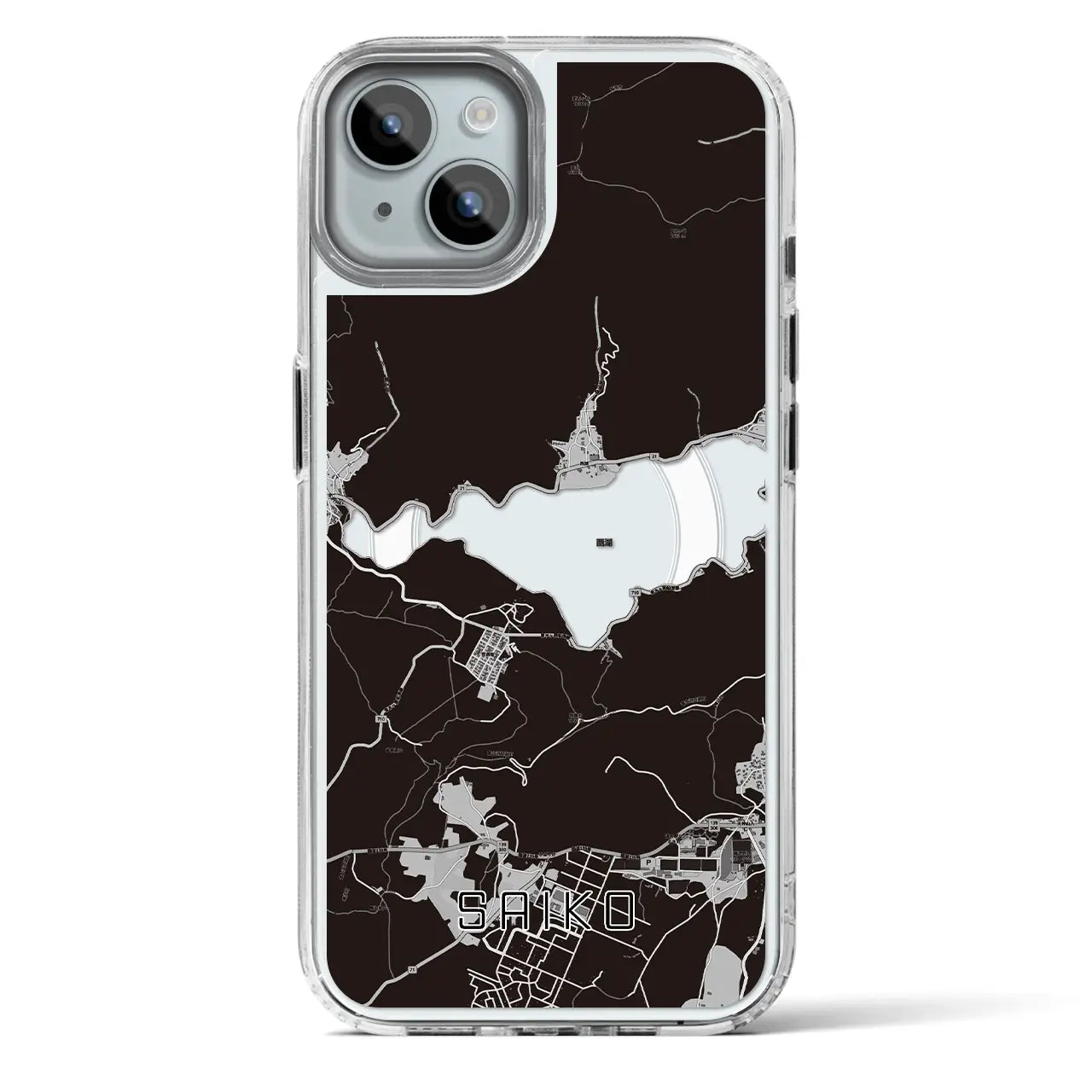 【西湖（山梨県）】地図柄iPhoneケース（MagSafeタイプ）