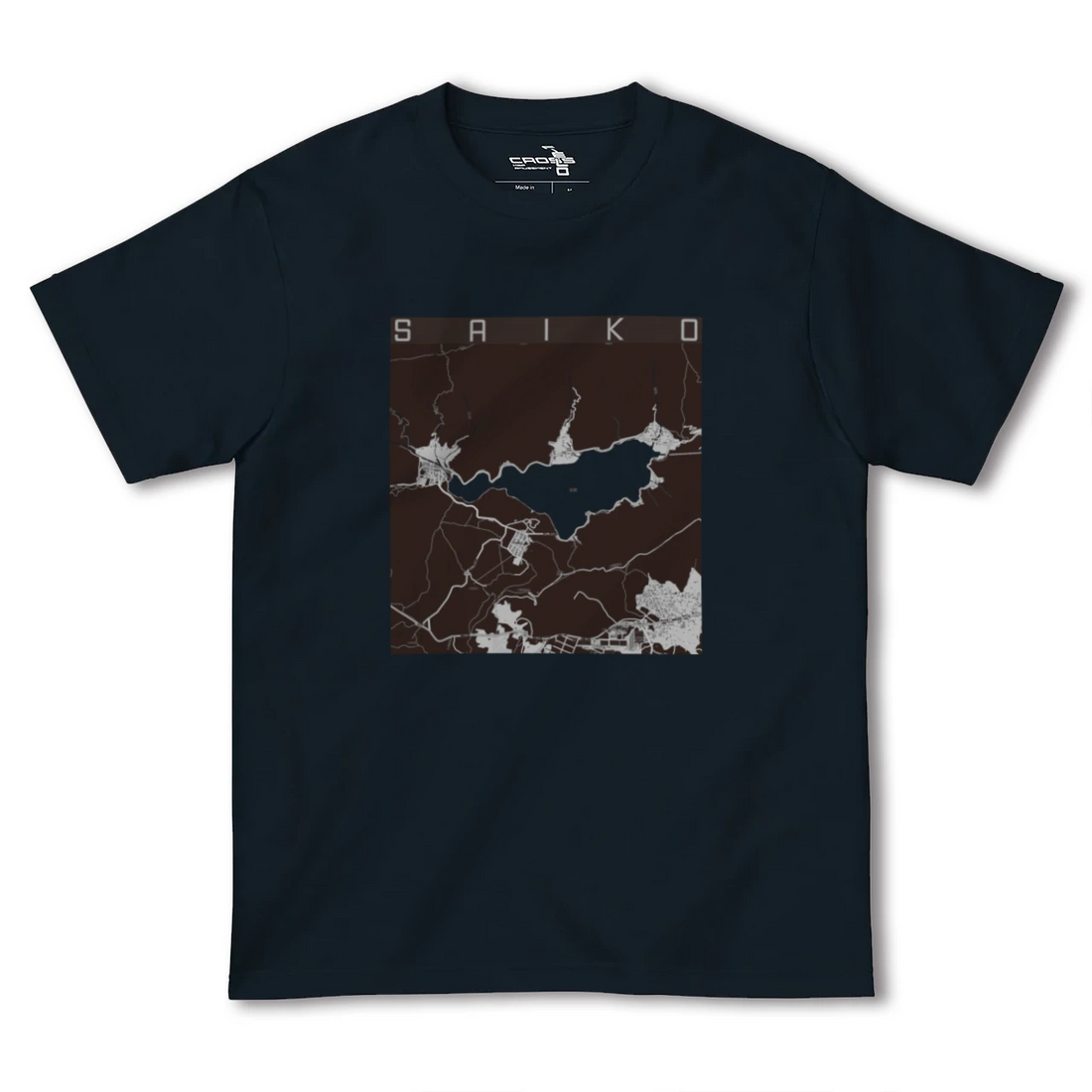 【西湖(山梨県)】地図柄ヘビーウェイトTシャツ