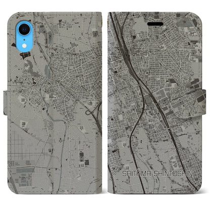【さいたま新都心（埼玉県）】地図柄iPhoneケース（手帳タイプ）モノトーン・iPhone XR 用