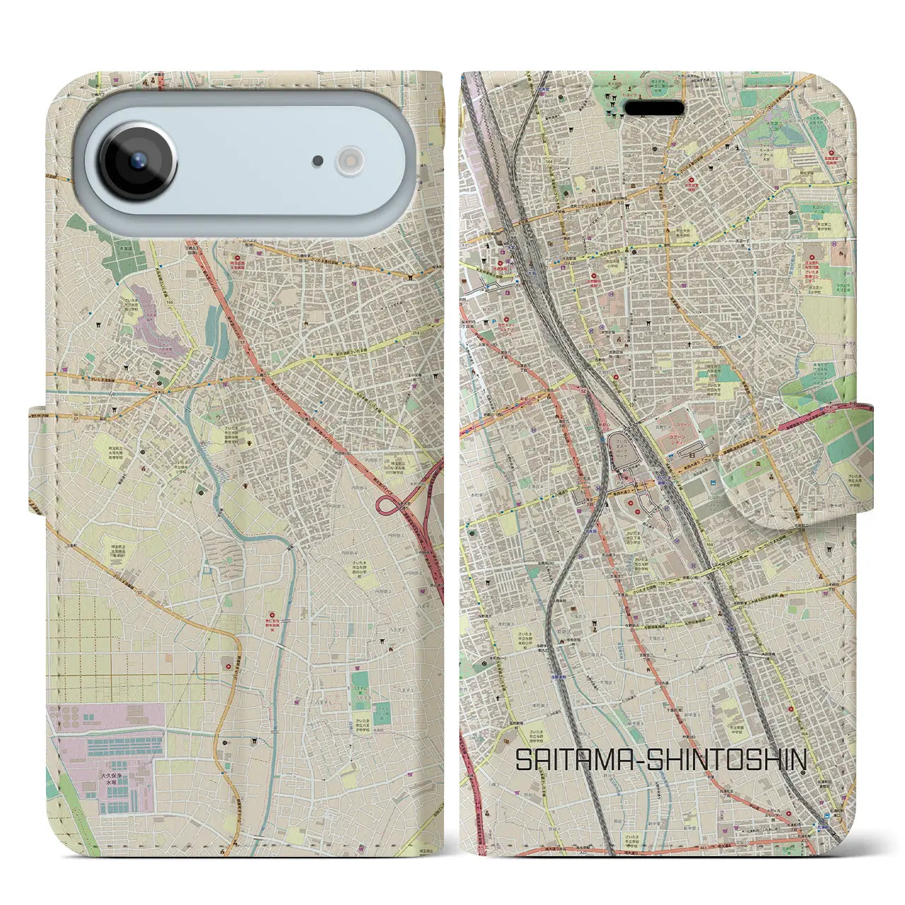 【さいたま新都心（埼玉県）】地図柄iPhoneケース（手帳タイプ）