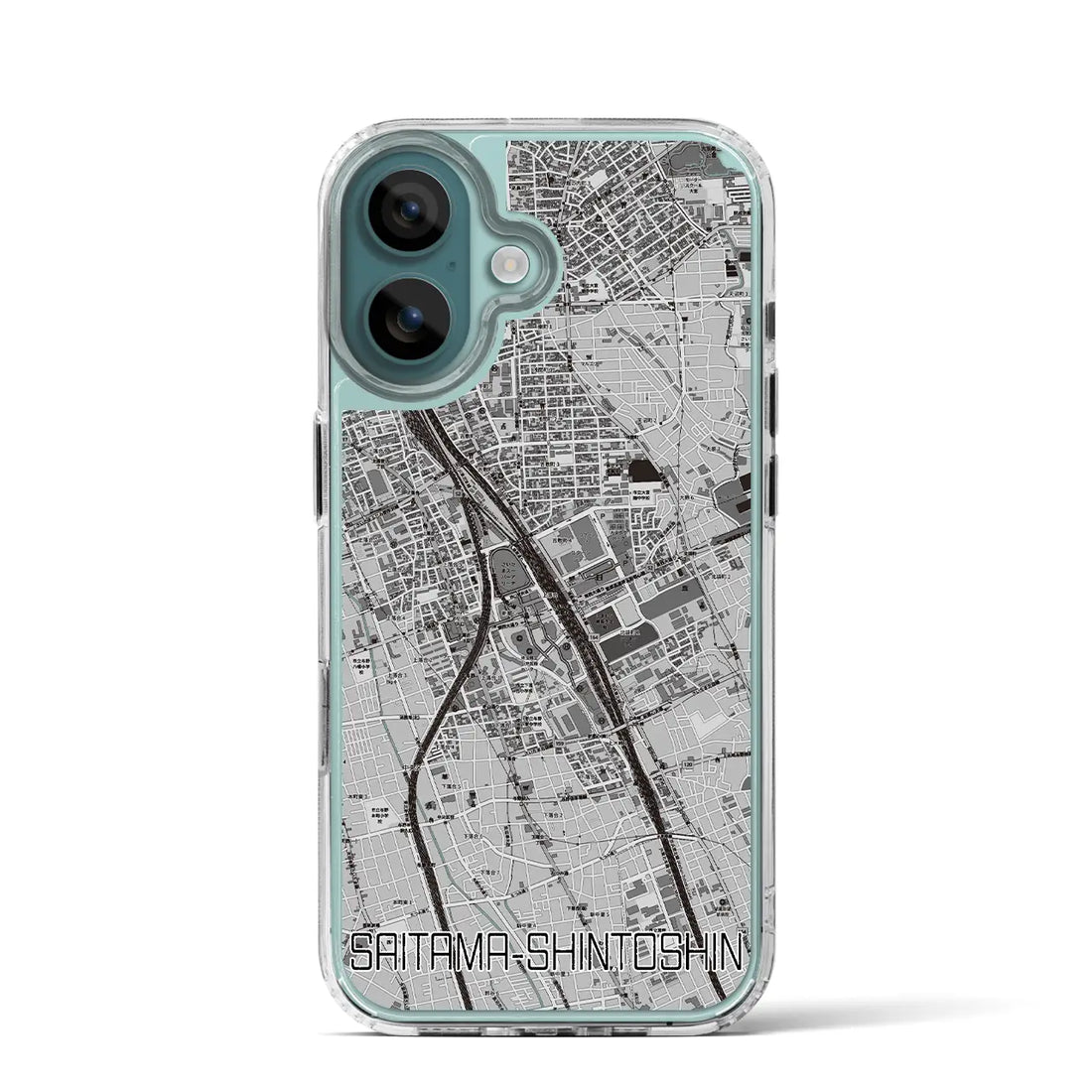 【さいたま新都心（埼玉県）】地図柄iPhoneケース（MagSafeタイプ）モノトーン・iPhone 16 Pro 用