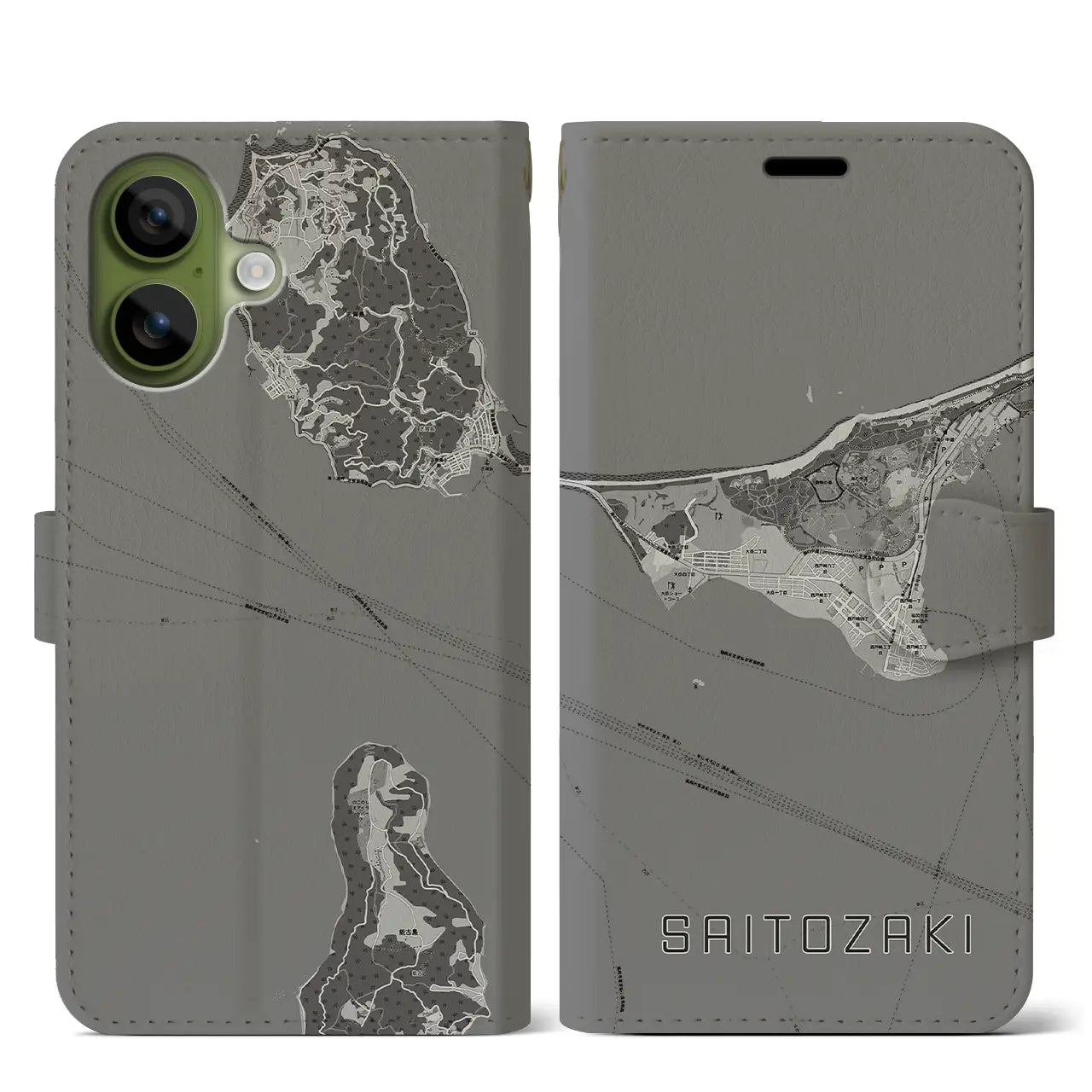 【西戸崎（福岡県）】地図柄iPhoneケース（手帳タイプ）