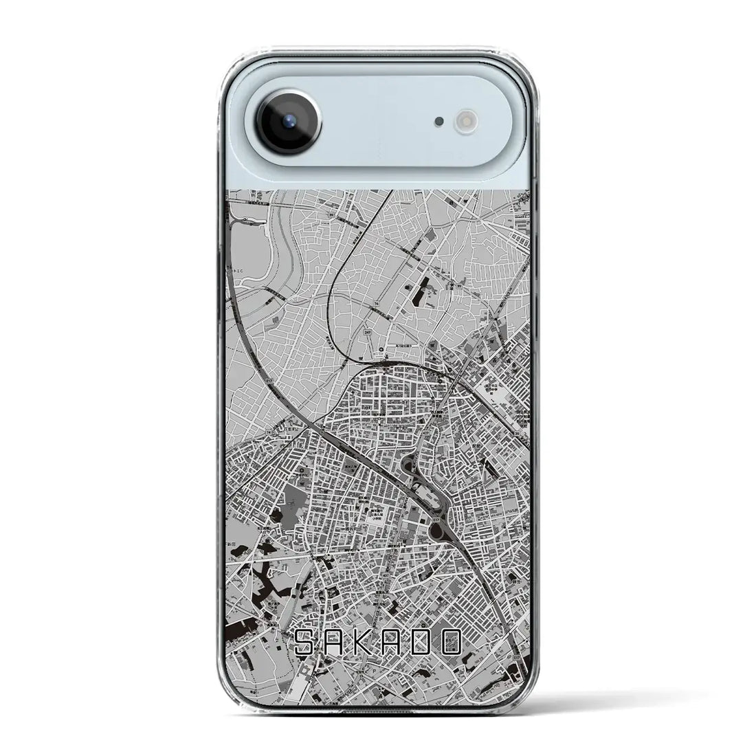 【坂戸（埼玉県）】地図柄iPhoneケース（クリアタイプ）モノトーン・iPhone 17 Pro Max 用