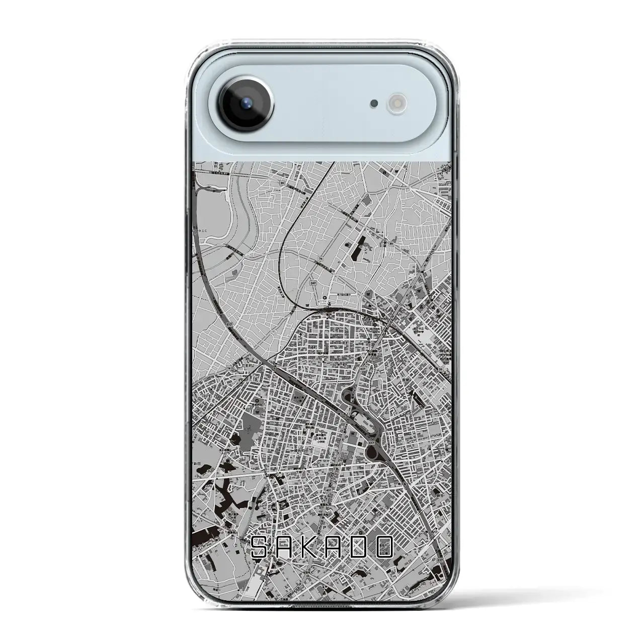 【坂戸（埼玉県）】地図柄iPhoneケース（クリアタイプ）モノトーン・iPhone 17 Pro Max 用