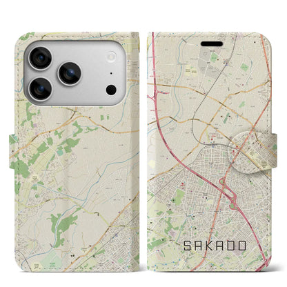 【坂戸（埼玉県）】地図柄iPhoneケース（手帳タイプ）