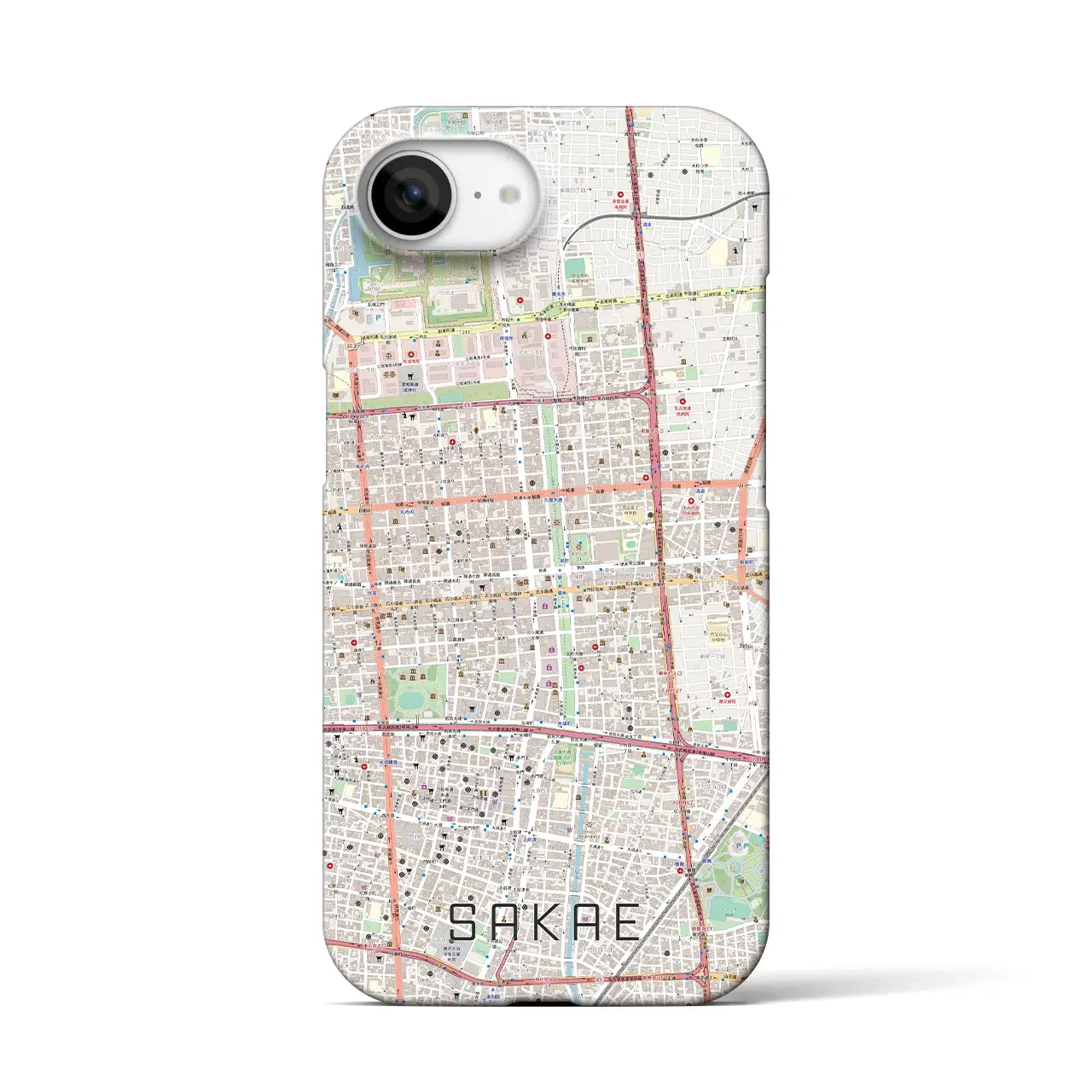 【栄（愛知県）】地図柄iPhoneケース（バックカバータイプ）