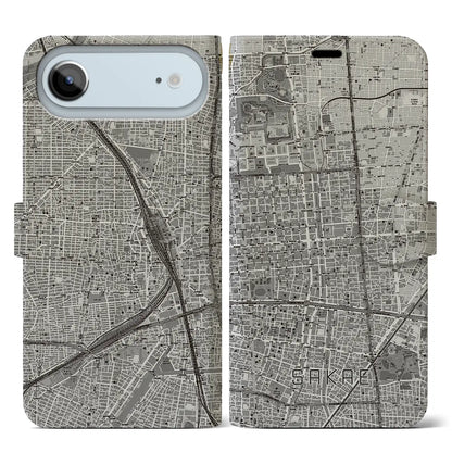 【栄（愛知県）】地図柄iPhoneケース（手帳タイプ）