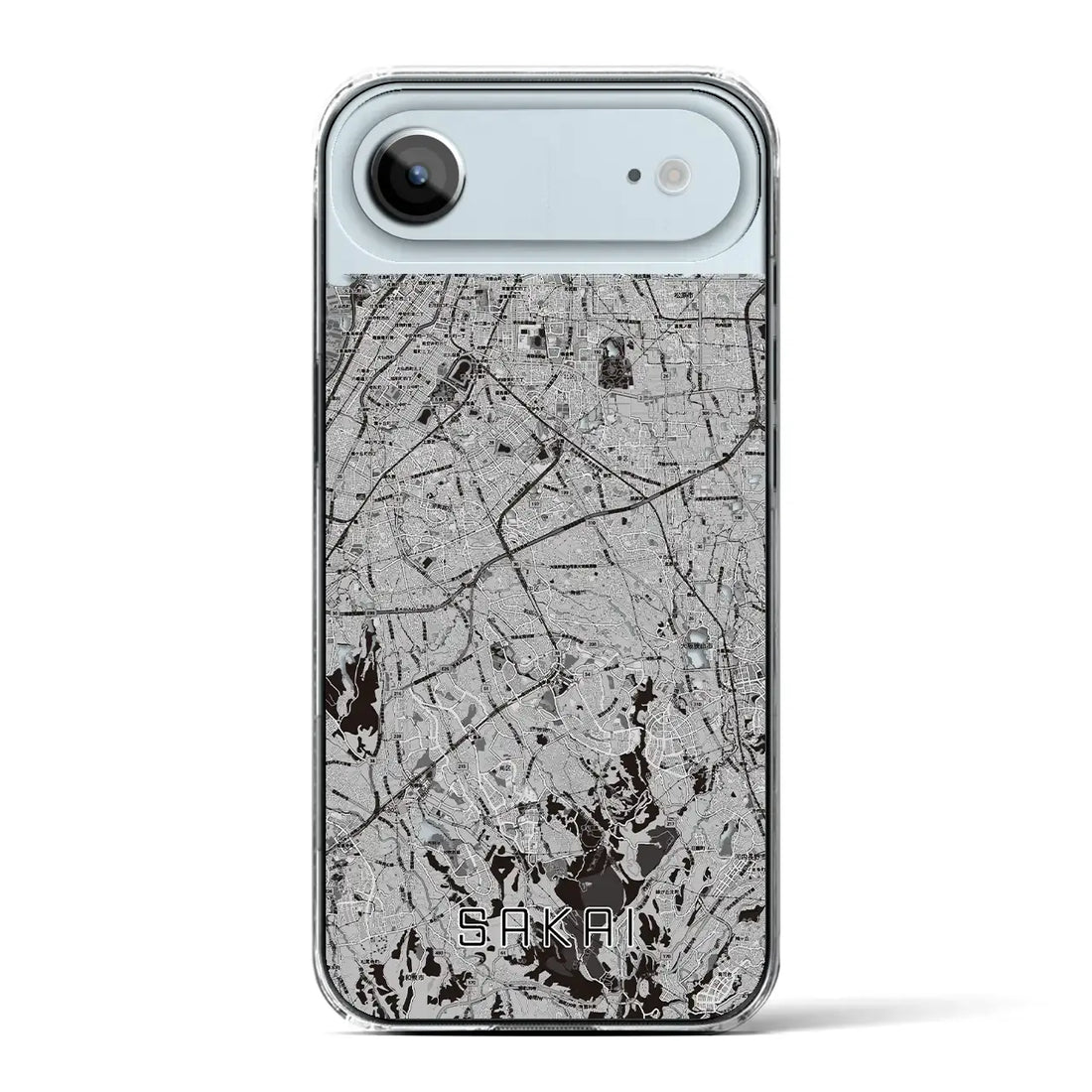 【堺2（大阪府）】地図柄iPhoneケース（クリアタイプ）モノトーン・iPhone 17 Pro Max 用