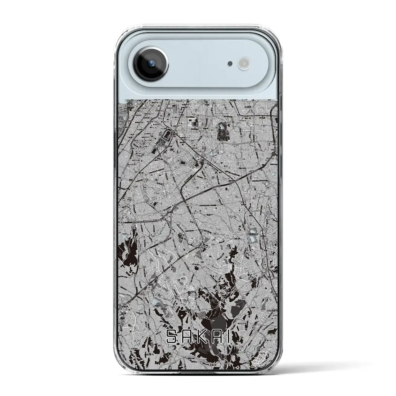 【堺2（大阪府）】地図柄iPhoneケース（クリアタイプ）モノトーン・iPhone 17 Pro Max 用