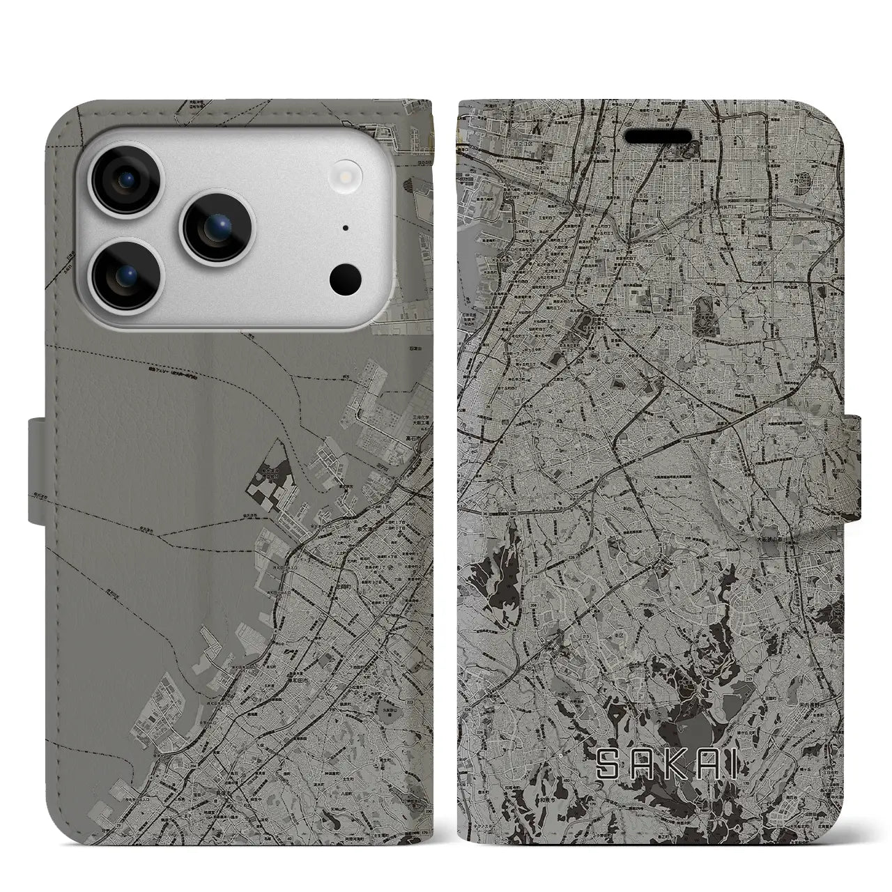 【堺2（大阪府）】地図柄iPhoneケース（手帳タイプ）