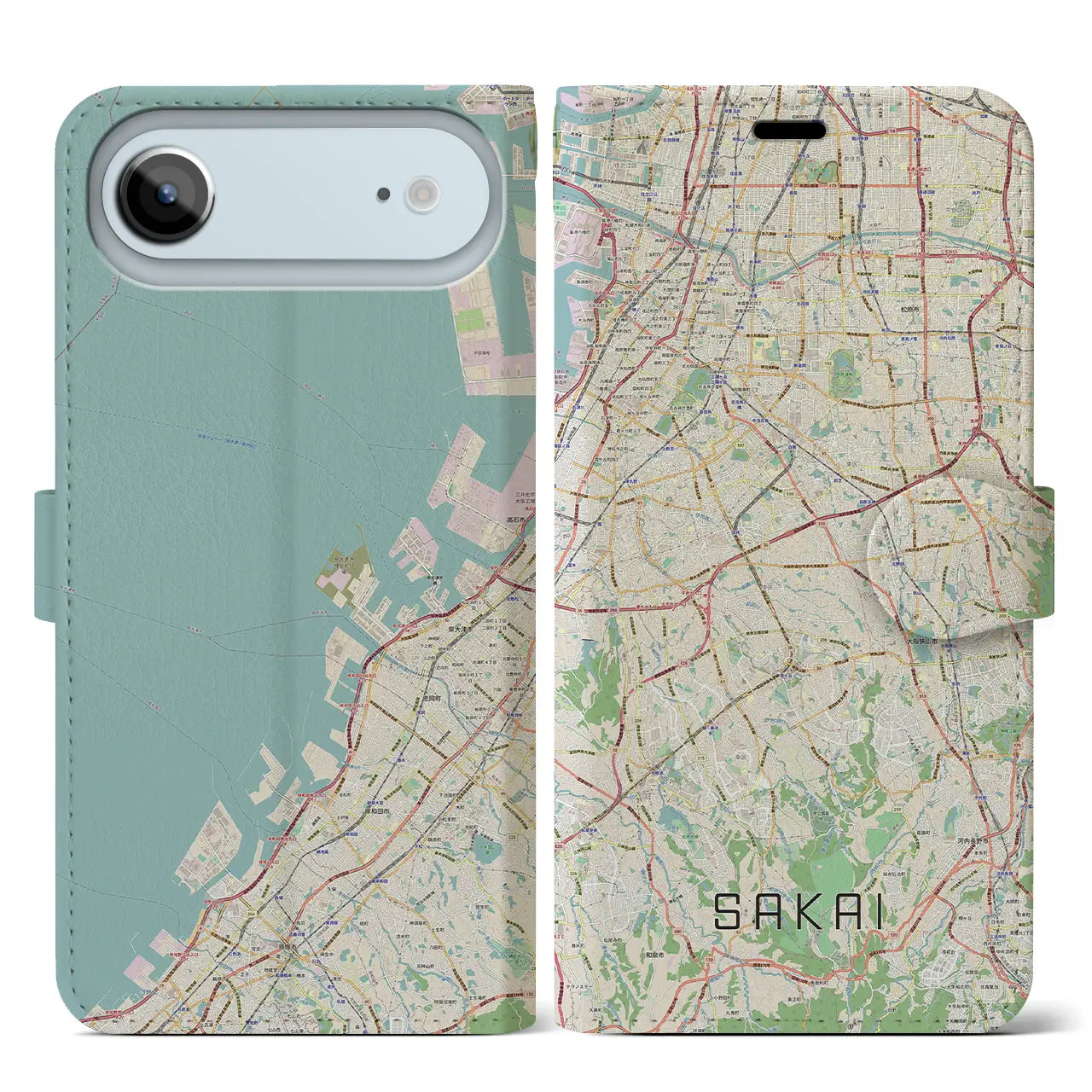 【堺2（大阪府）】地図柄iPhoneケース（手帳タイプ）