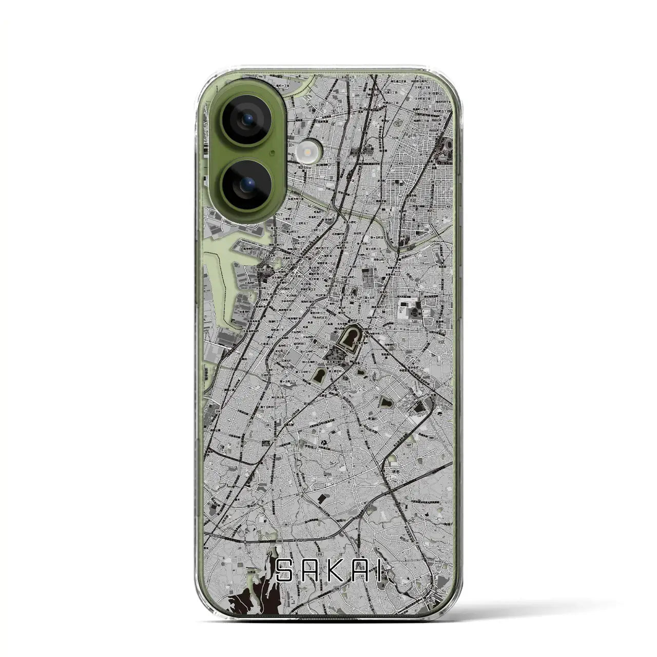 【堺（大阪府）】地図柄iPhoneケース（クリアタイプ）