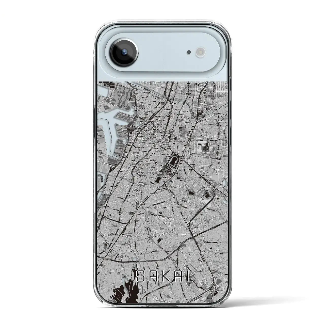 【堺（大阪府）】地図柄iPhoneケース（クリアタイプ）モノトーン・iPhone 17 Pro Max 用