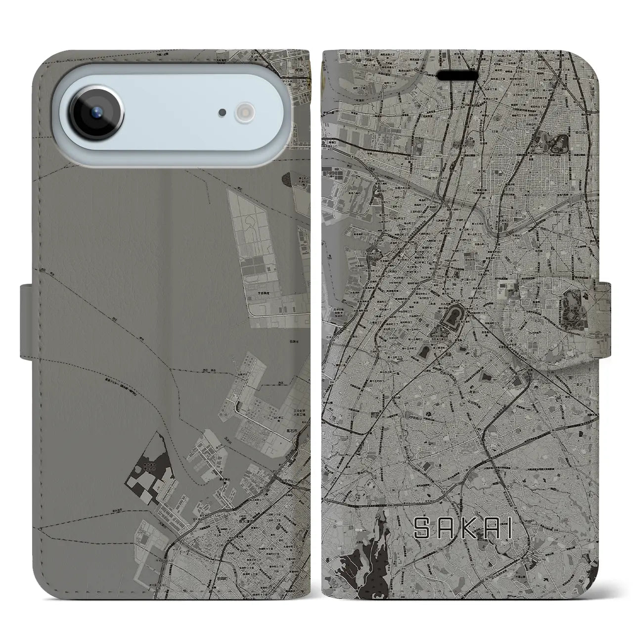 【堺（大阪府）】地図柄iPhoneケース（手帳タイプ）