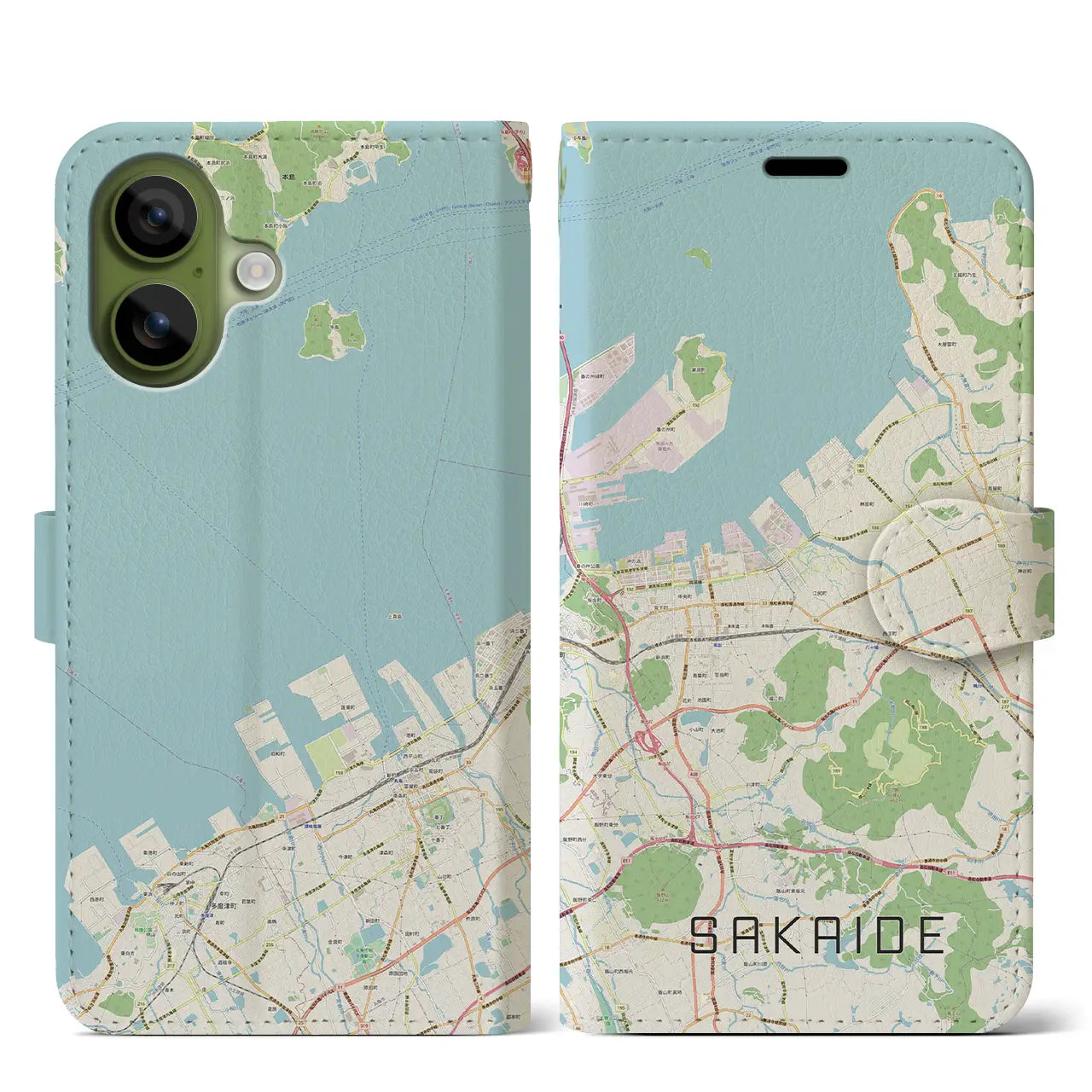 【坂出（香川県）】地図柄iPhoneケース（手帳タイプ）