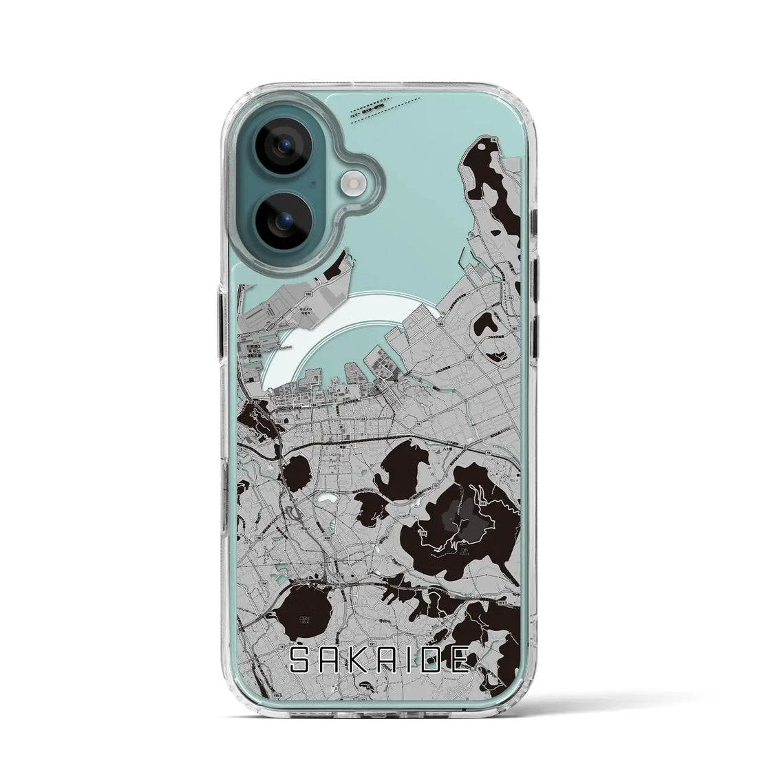 【坂出(香川県)】地図柄iPhoneケース(MagSafeタイプ)モノトーン・iPhone 16 Pro 用