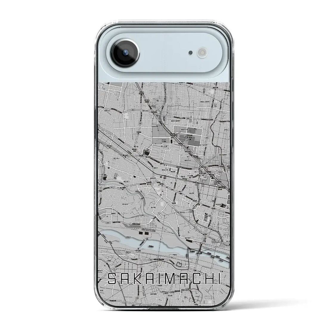 【境町(群馬県)】地図柄iPhoneケース(クリアタイプ)モノトーン・iPhone 17 Pro Max 用