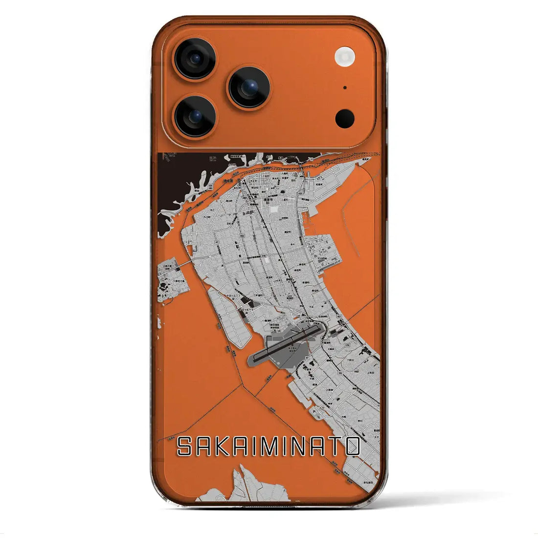 【境港(鳥取県)】地図柄iPhoneケース(クリアタイプ)モノトーン・iPhone 17 Pro Max 用
